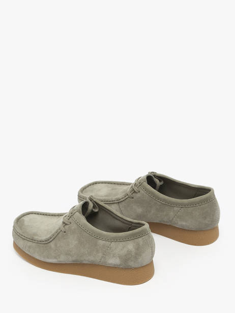 Mocassins Wallabee En Cuir Clarks Vert men 26183447 vue secondaire 3