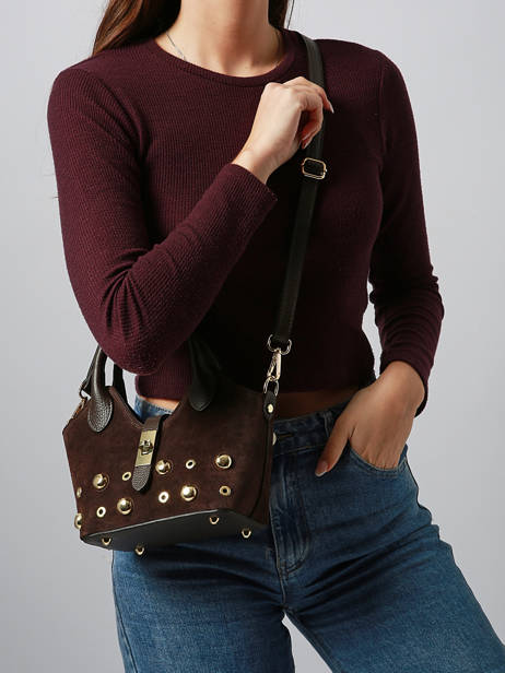 Sac Porté Main Velvet Studs Milano Marron velvet studs VS25091 vue secondaire 1
