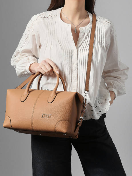 Sac Porté Main Senna Cuir Nathan baume Marron drive 2 vue secondaire 1