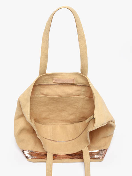 Le Cabas Zippé M Lin Et Paillettes Vanessa bruno Jaune cabas lin 31V40378 vue secondaire 3