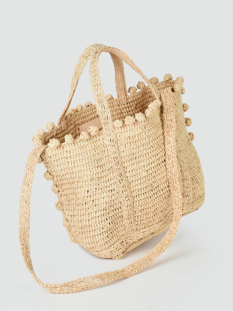 Sac à Main Le Cabas Raphia Pompon Vanessa bruno Beige cabas raphia 75V40435 vue secondaire 3